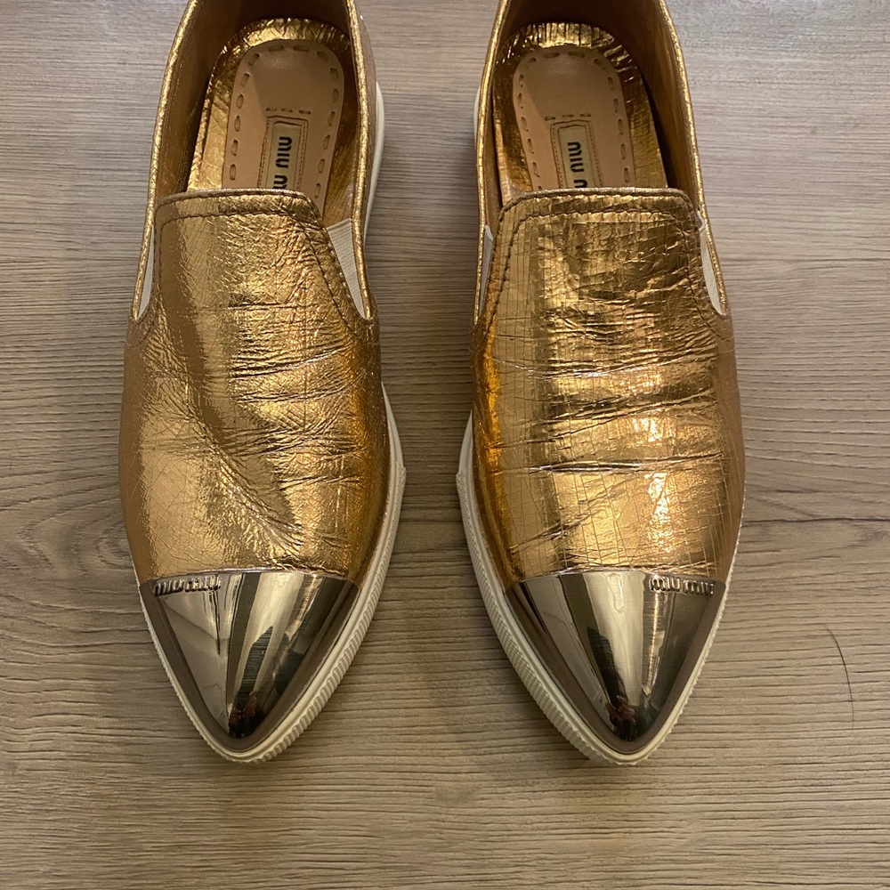Miu Miu Crinkle Metallic Pink Shoes